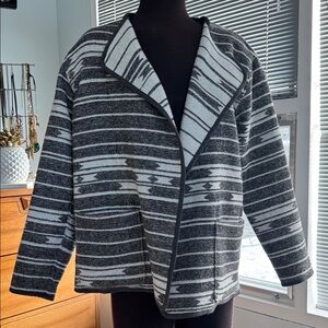 Marine Layer Black & White Striped Teddy Jacket